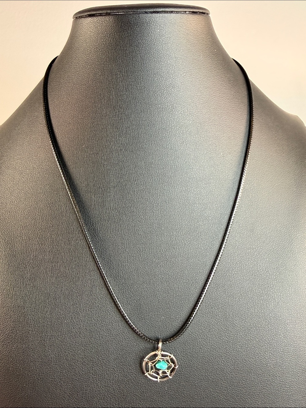 Navajo Indian Dreamcatcher Pendant Necklace with Turquoise Stone